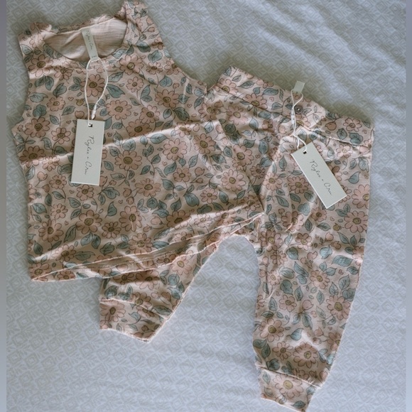 Rylee + Cru Blush Floral Tank and Slouch Pant Set 3-6m